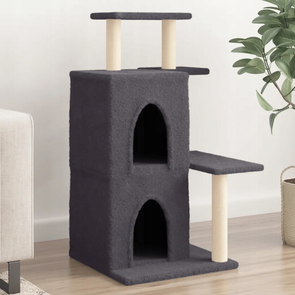 Levně Petrashop Škrabadlo pro kočky se sisalovými sloupky tmavě šedé 97 cm Šedá