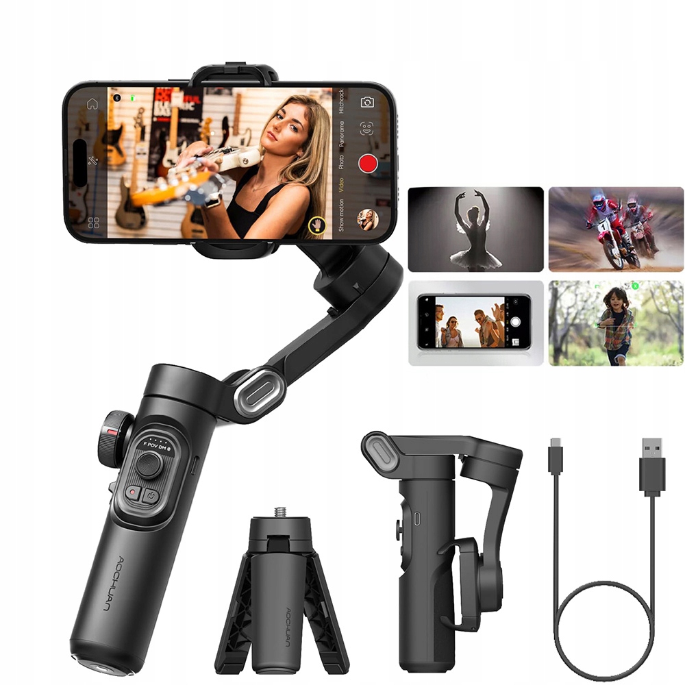 RĘCZNY STABILIZATOR GIMBALA KIJEK DO SELFIE Z STATYW 2600MAH WYSOKA JAKOŚĆ
