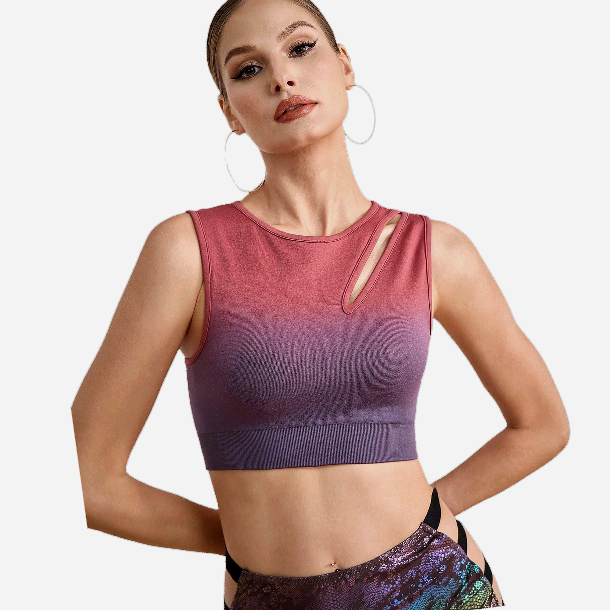 Top Aktywny Z Wkładkami Crop Stanik Treningowy Ombre M 38