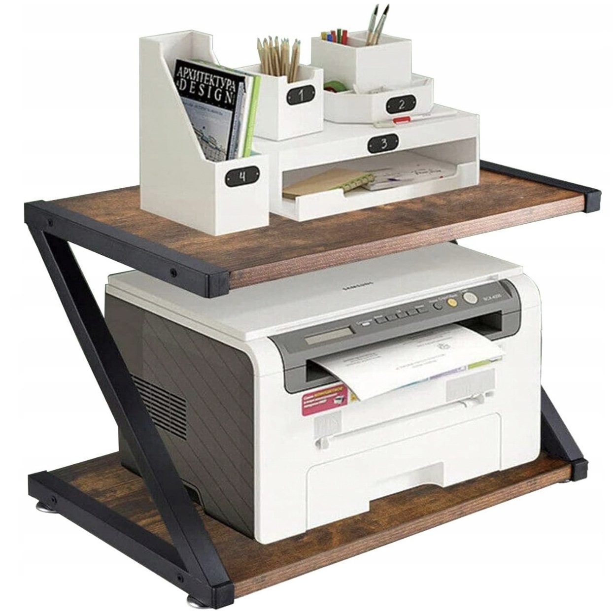 Stojak Na Drukarkę Dwupoziomowy Podstawka Półka Na Biurko Dwuwarstwowy 25KG