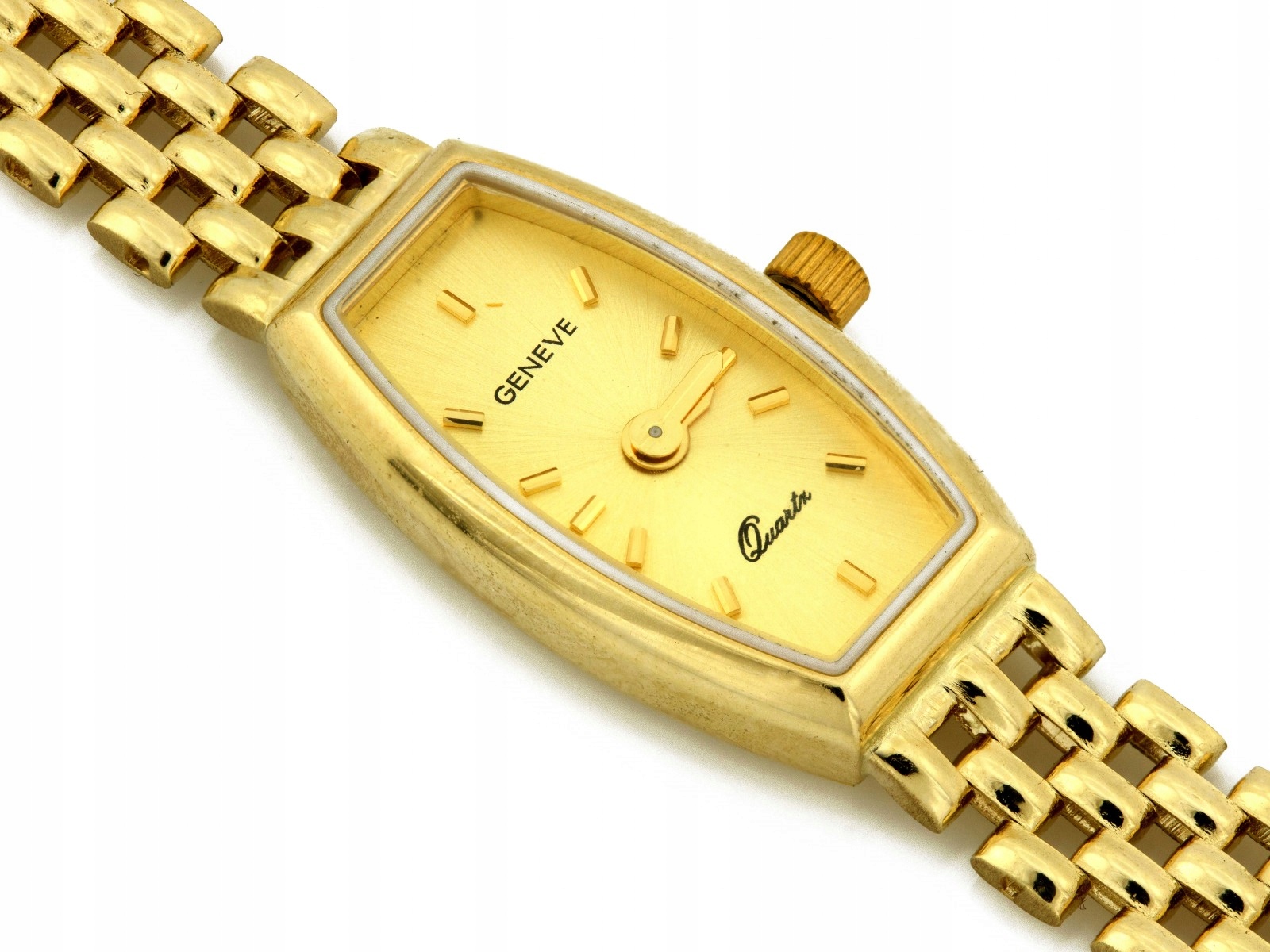 Dámské zlaté hodinky 585 jemné na pleteném náramku, elegantní, velikost 18 cm