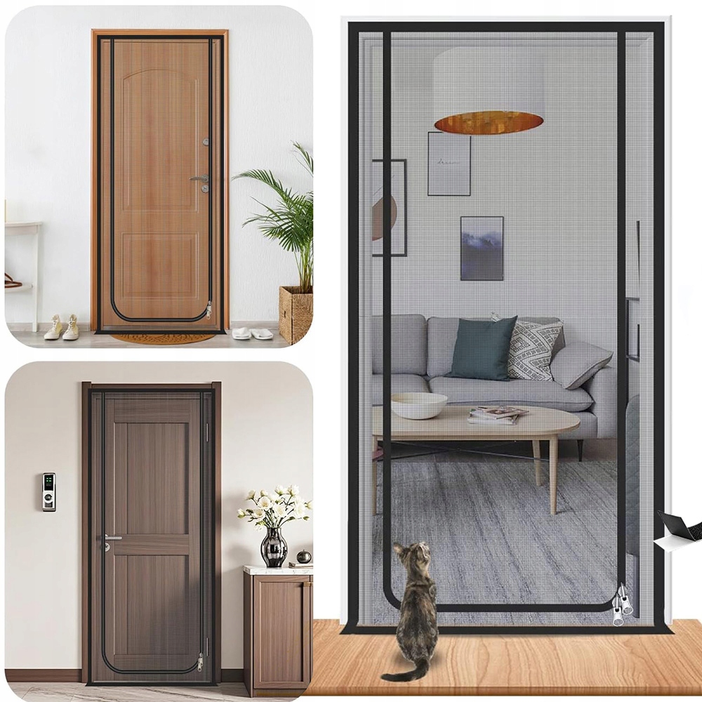 Moskitiera Dla Kota Psa Na Drzwi Balkon Mocna 80X200 Na Zamek Dwustronna