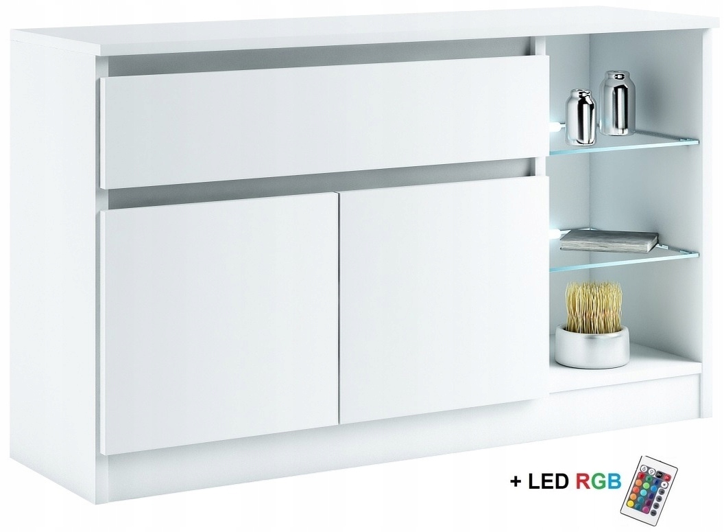 021011 KOMODA LED2d1s + oświetlenie LED - BIAŁY # KOLORY