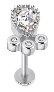 Labret Kolczyk do Ucha Kryształek SS316L 1,2/6