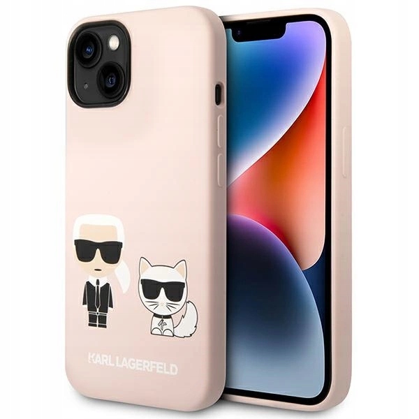 Pouzdro Karl Lagerfeld Silicone Karl&Choupette MagSafe na iPhone 14 světle růžové