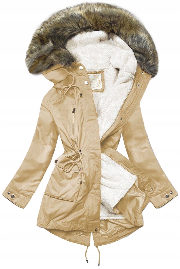 Parka S Podšívkou Bež 7619BIG 52