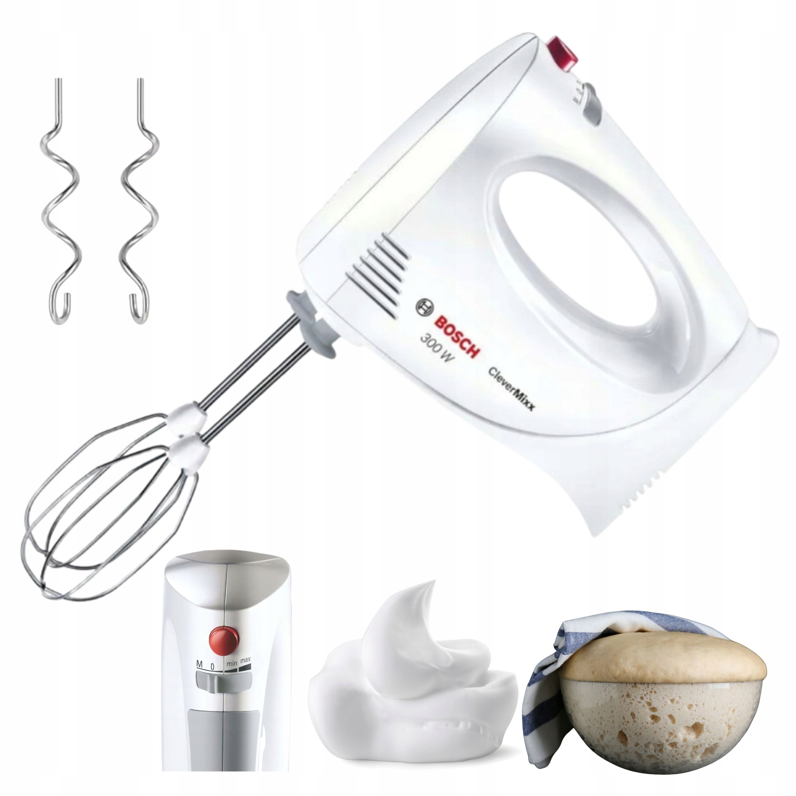 Mikser Ręczny Bosch Moc 300W Mieszadła Haki Do Mycia W Zmywarce 2 Prędkości