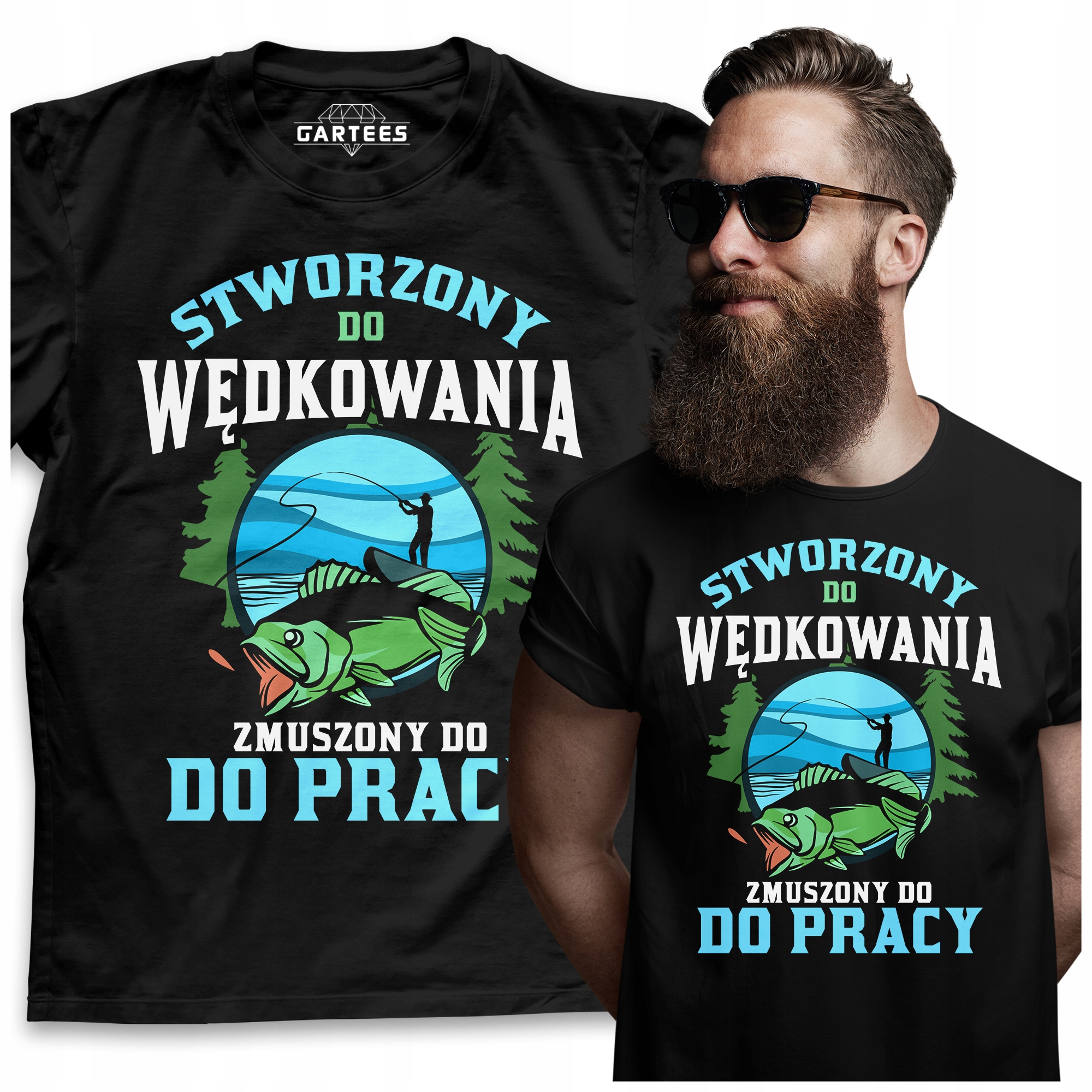 

Koszulka Męska Dla Wędkarza Zmuszony Do Pracy
