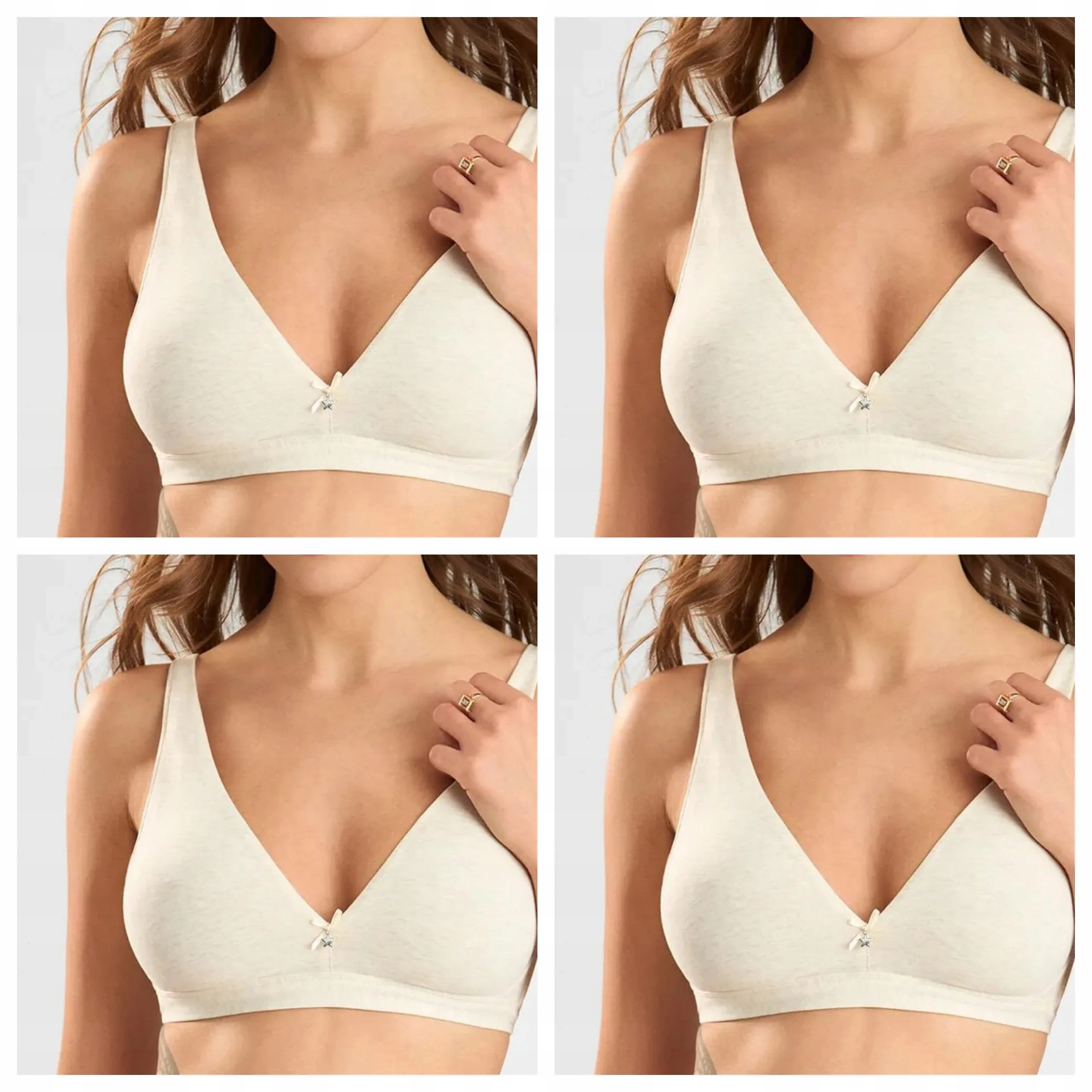 Sada 4 podprsenek Sielei Natural Cotton 1454 ecru melír 80B