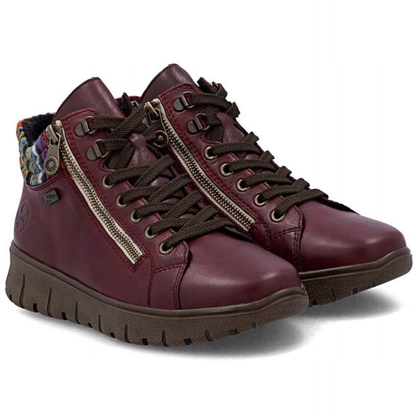 Dámské voděodolné boty Rieker N1305-35 Red vínové, Kůže Vel. 38
