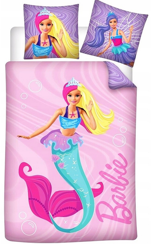 Pościel Barbie 140x200 Bawełniana Syrenka Lalka Barbi Dziecięca