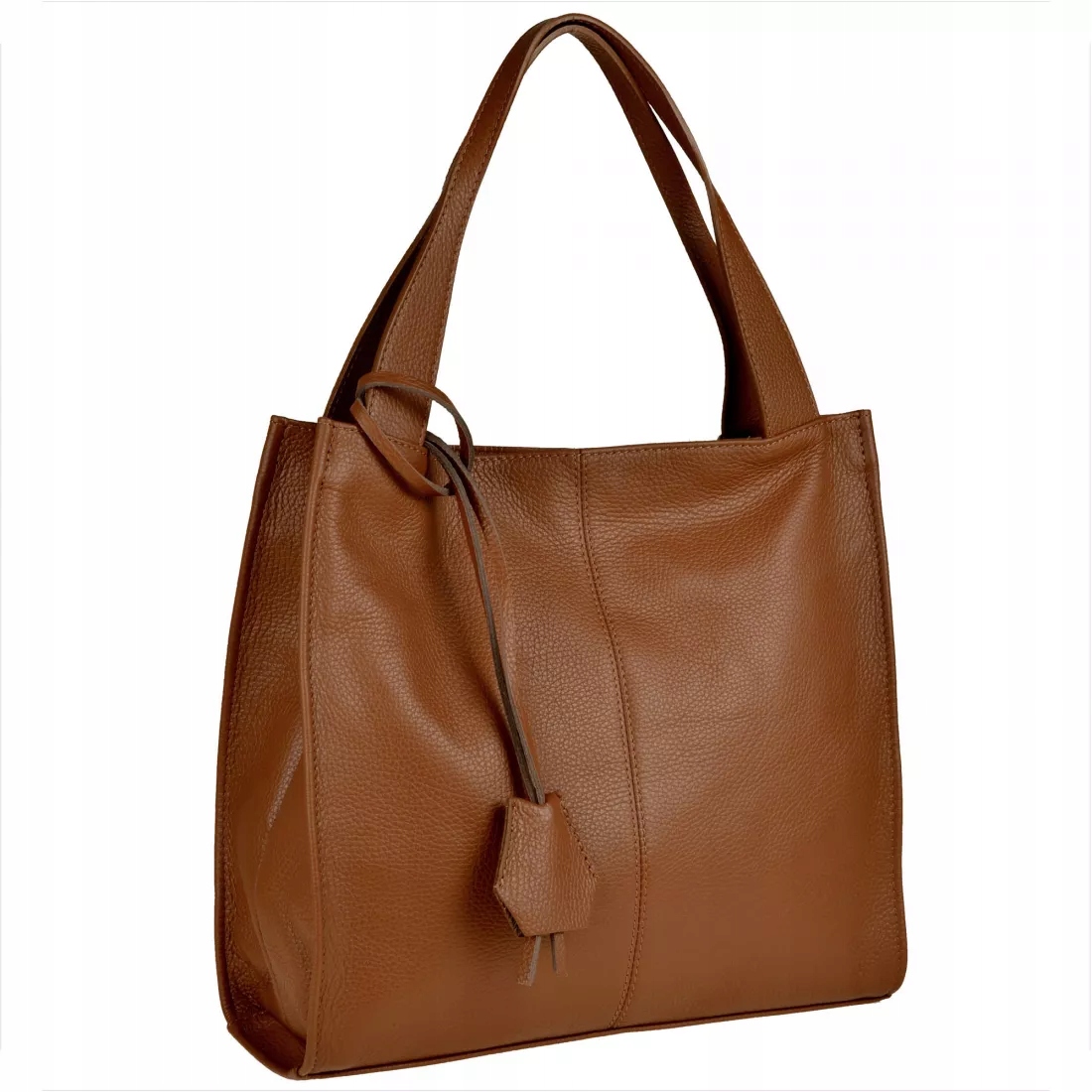 Velká italská kabelka shopper bag camel hnědá přírodní kůže