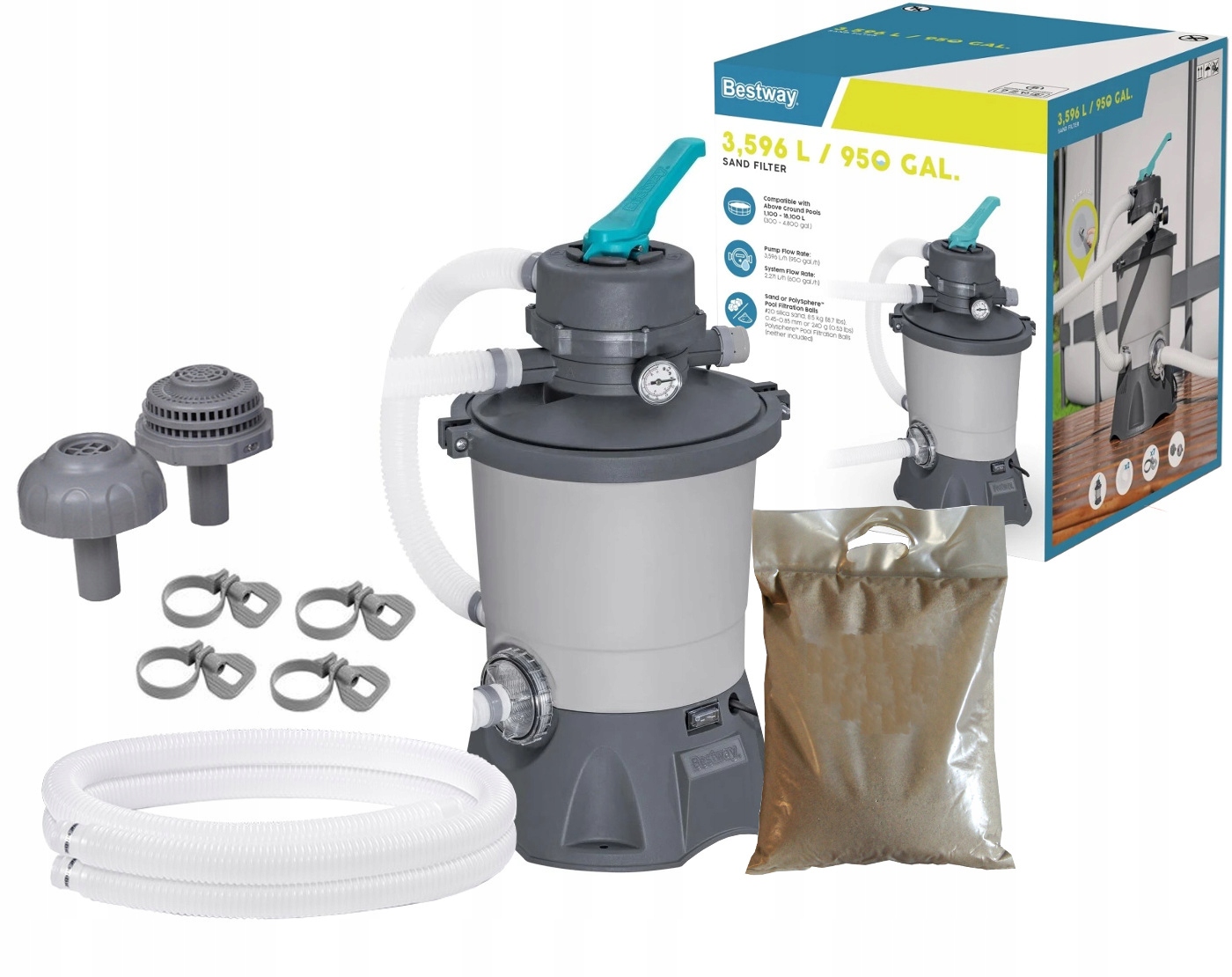 Bestway 58515 Pompa piaskowa 3596l/h Piasek kwarcowy 0,4-0,8 10kg