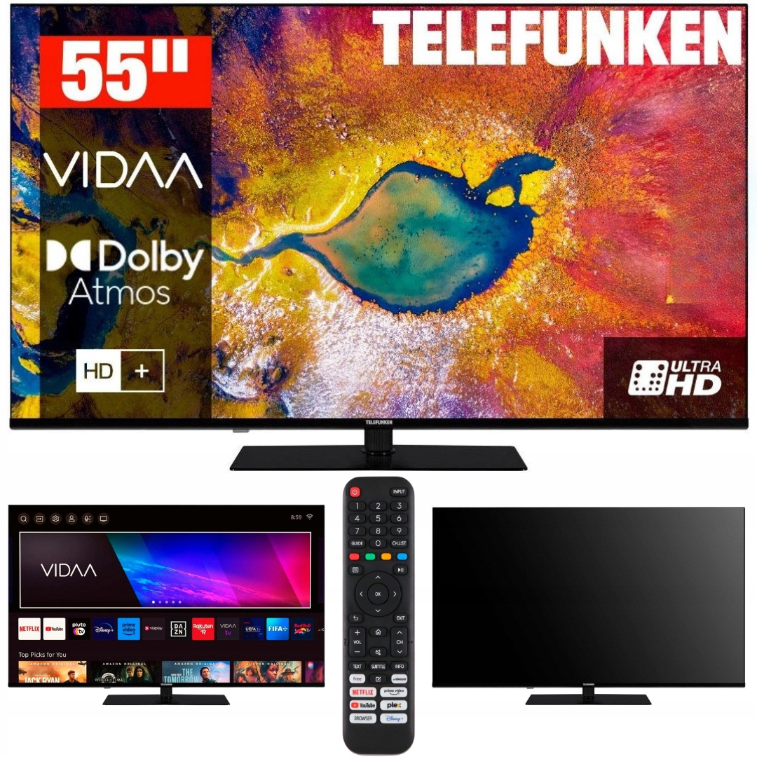 Telewizor Smart Tv Led 55" Telefunken D55U975M8CWI 4K Hdr DVB-T2 Bezramkowy