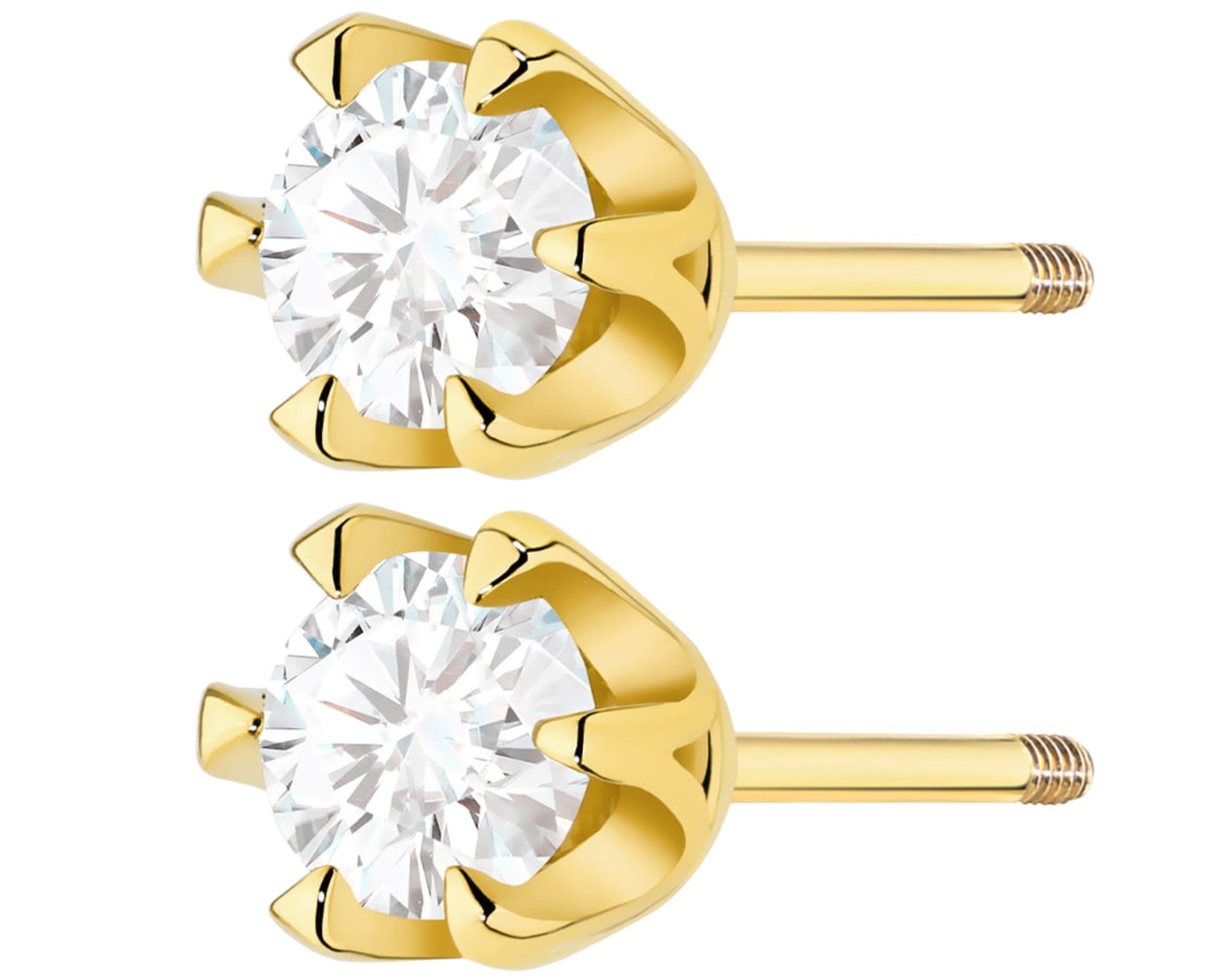 Zlaté Náušnice Šroubovací Tyčinka S Diamantem 0,60CT Zlato 585 Dárek Gravírování