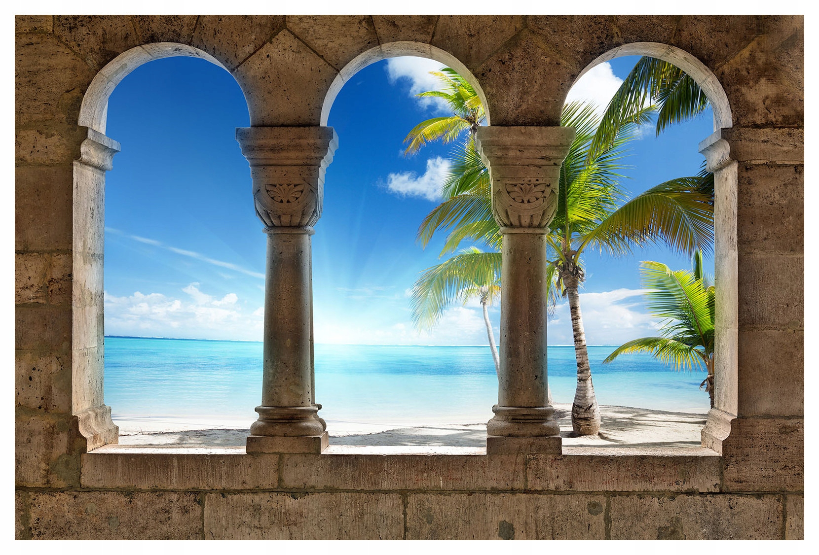 Fototapeta Kamenná flizelina Oblouk Pláž Moře Tropický ráj 312x219 lepidlo