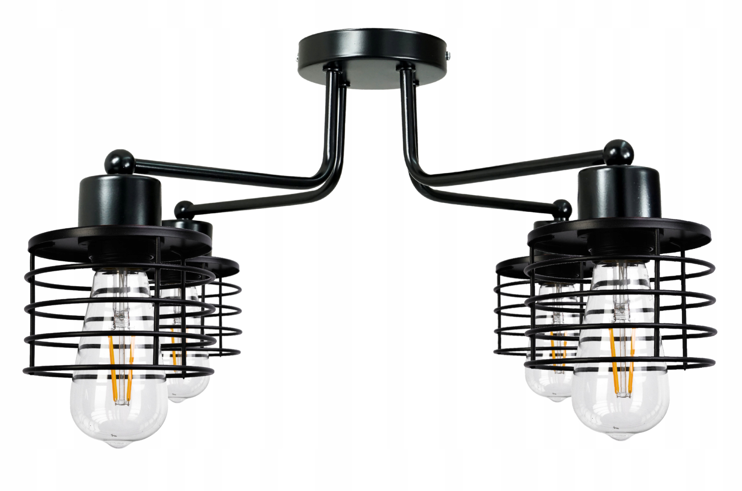 Závěsná lampa Lustr Berge Loft Dron 4x E27 Kovová pružina Černá