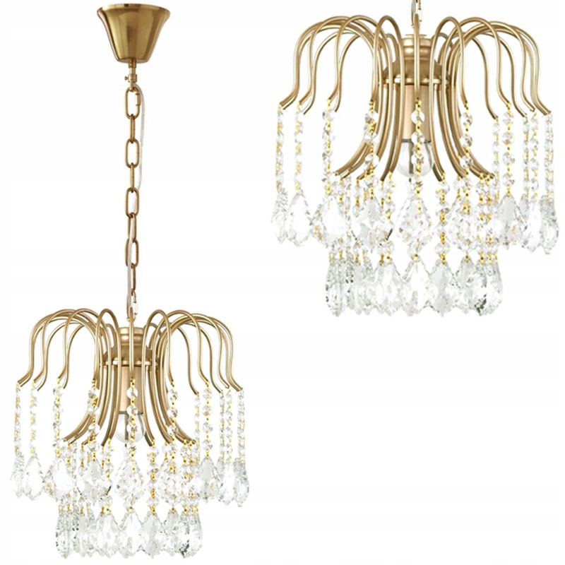 Závěsná Stropní Lampa Do Obývacího Pokoje, Křišťálový Lustr, Zlatý Glamour