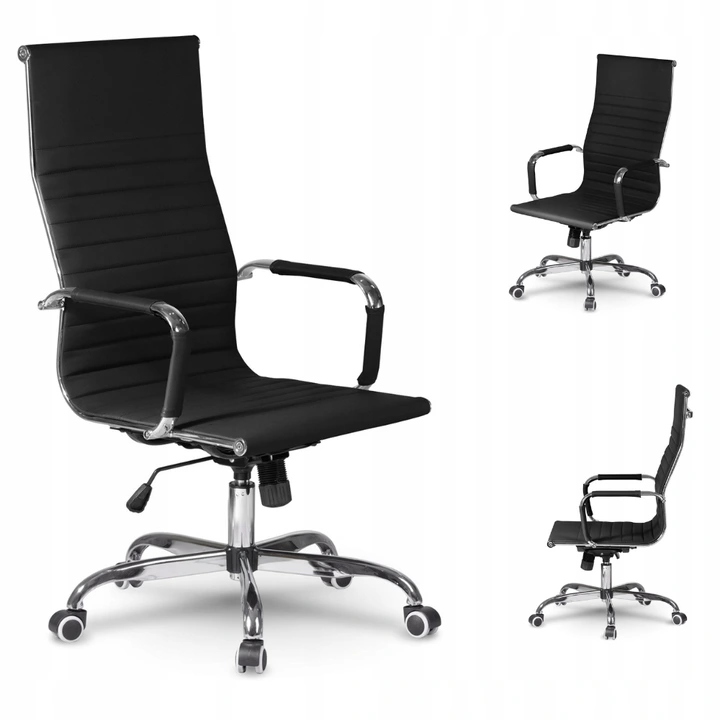 Fotel biurowy nowoczesny design CZARNY STYLOWY WYGODNY PODPORA KRĘGOSŁUPA
