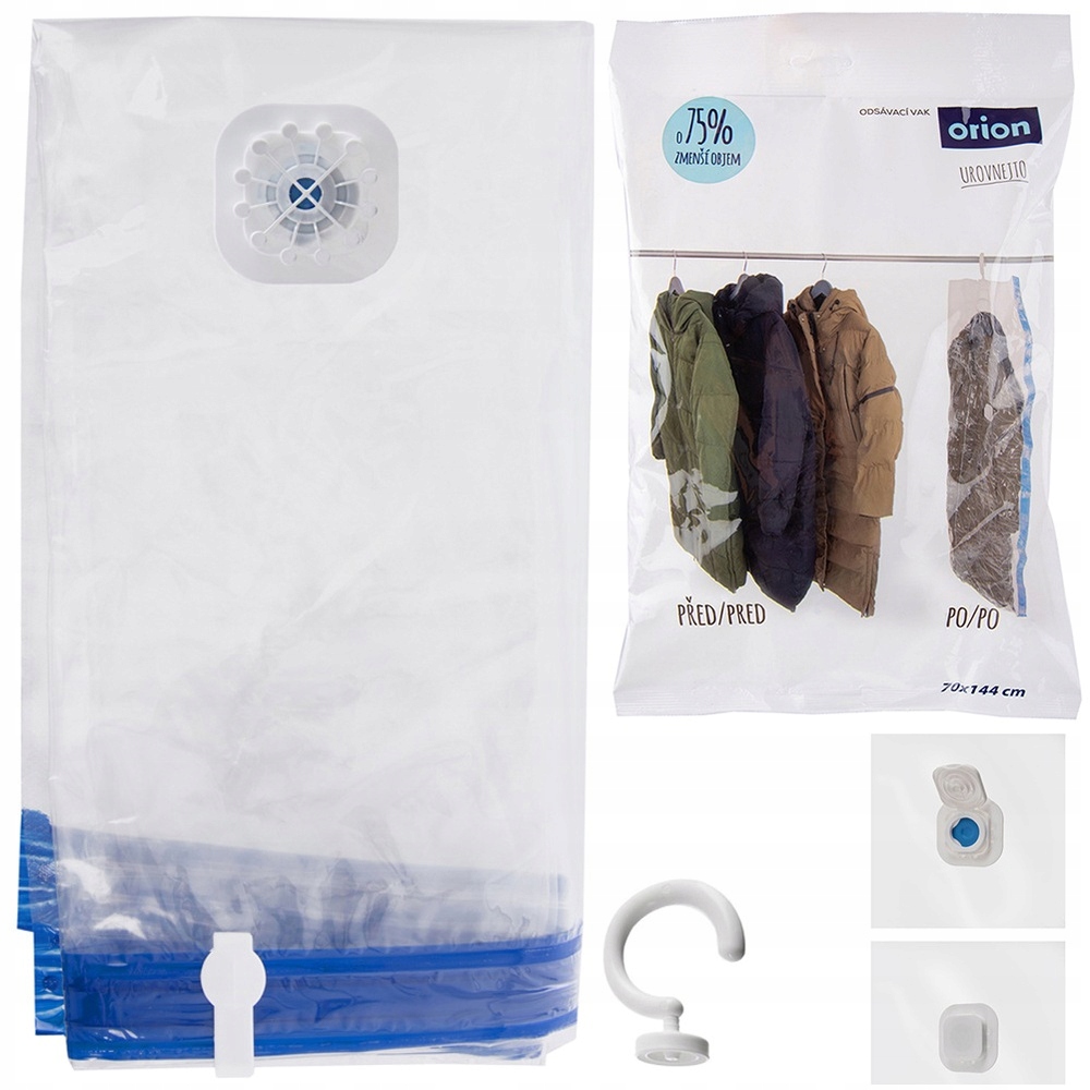 Levně Vakuový sáček na oblečení a ložní prádlo s ramínkem 70x144 cm