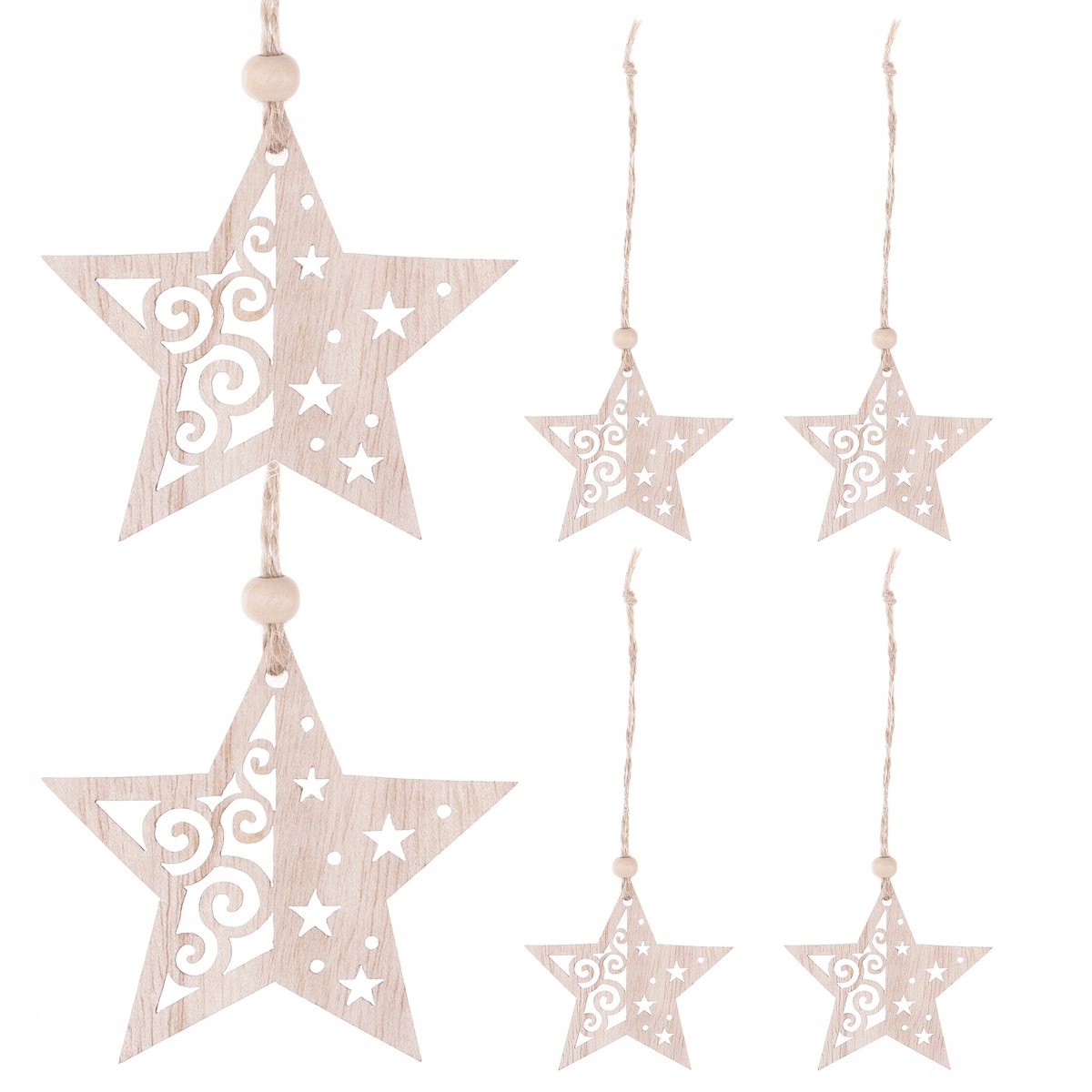 

Drewniane Zawieszki Bombki Na Choinkę 6SZT 7cm