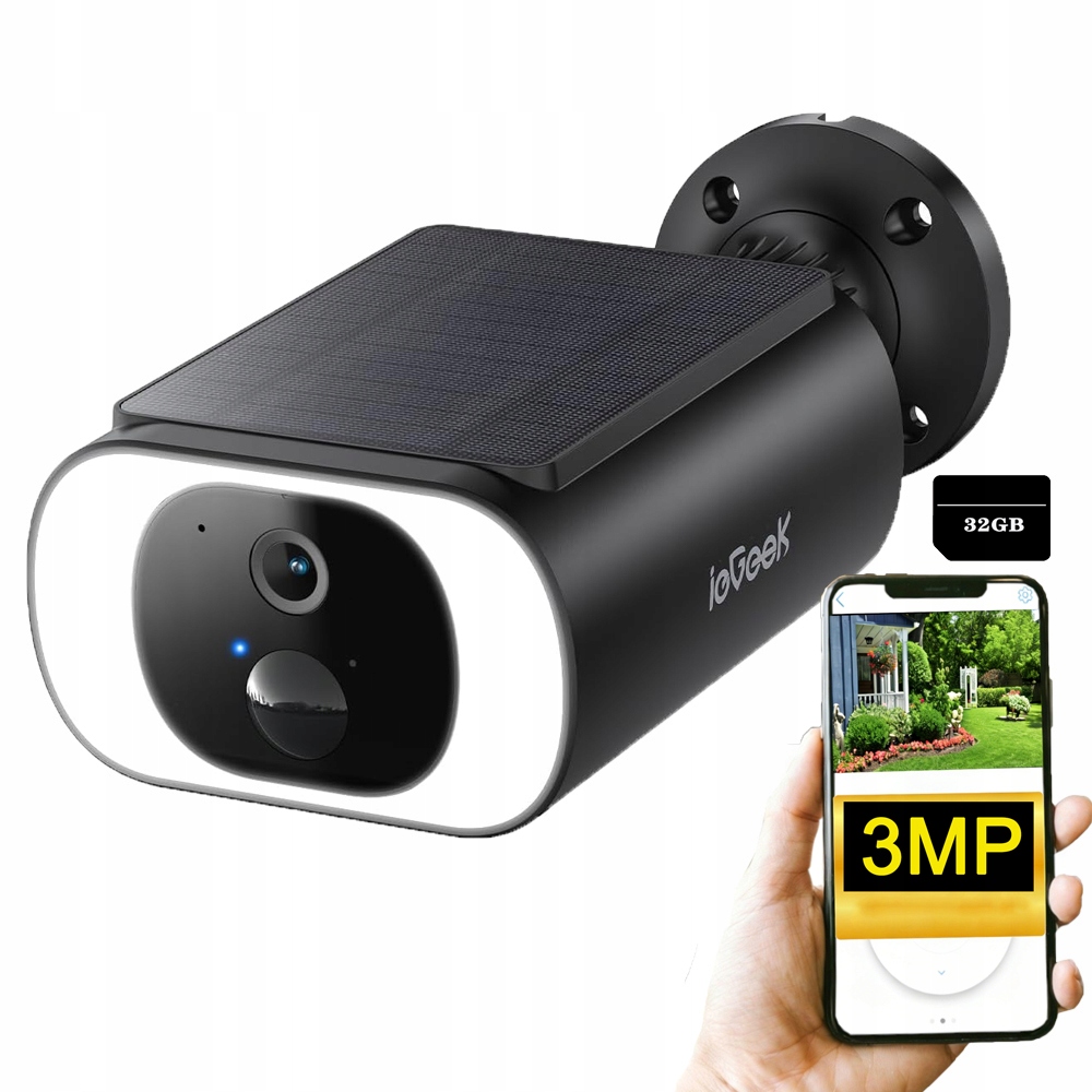 Solární kamera s integrovaným solárním panelem 2K 3MPX Wi-Fi s 32 Gb