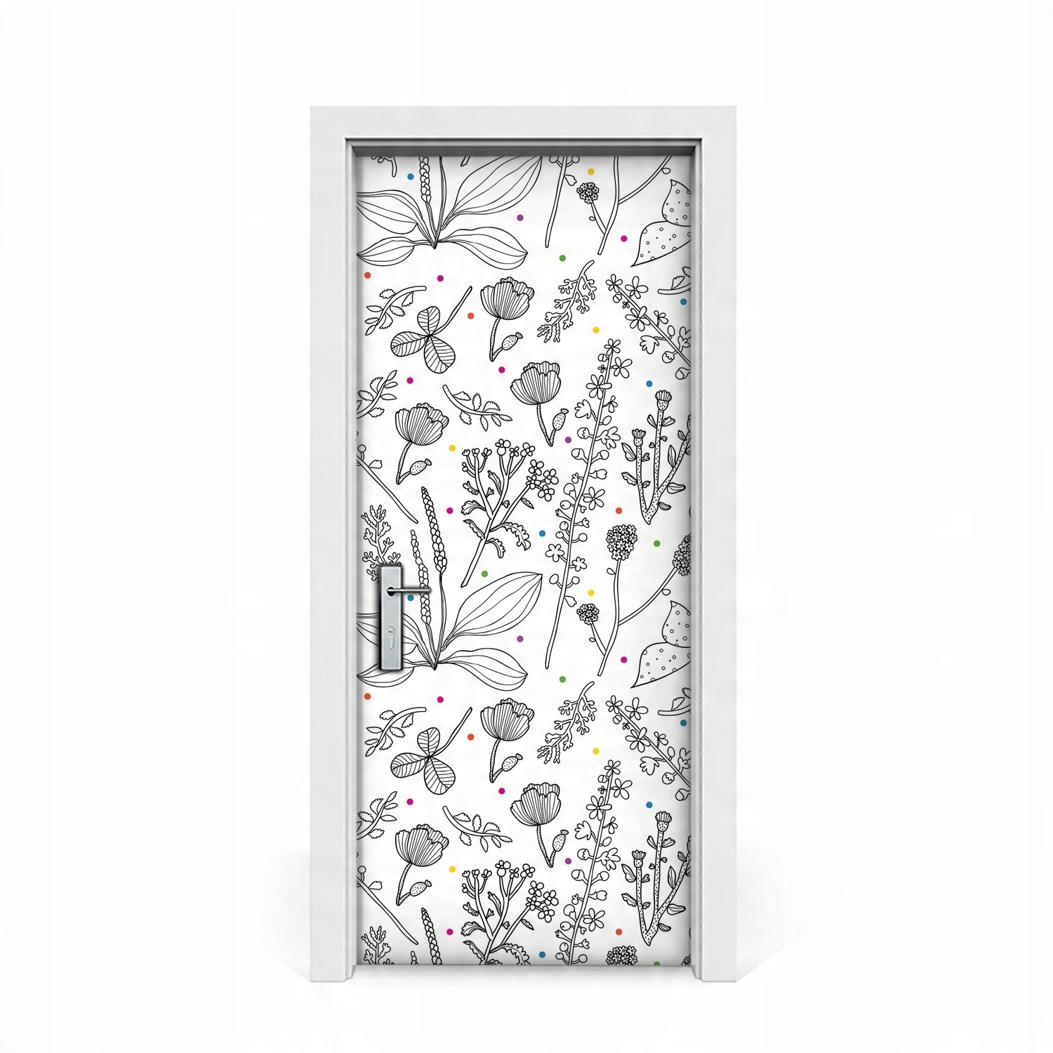 

Naklejka na drzwi Kwiaty i kolorowe kropki 85x205