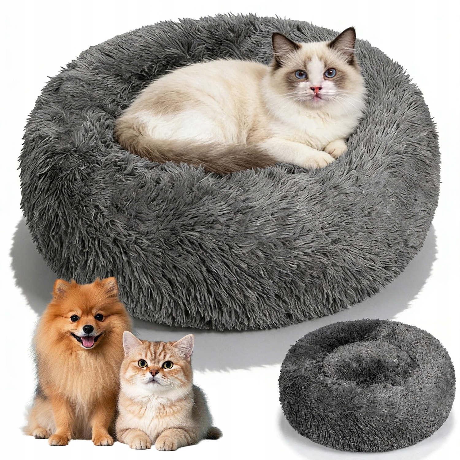 Levně Pelíšek Pro Psy A Kočky, Měkký A Pohodlný, 60 CM, Tmavě Šedý