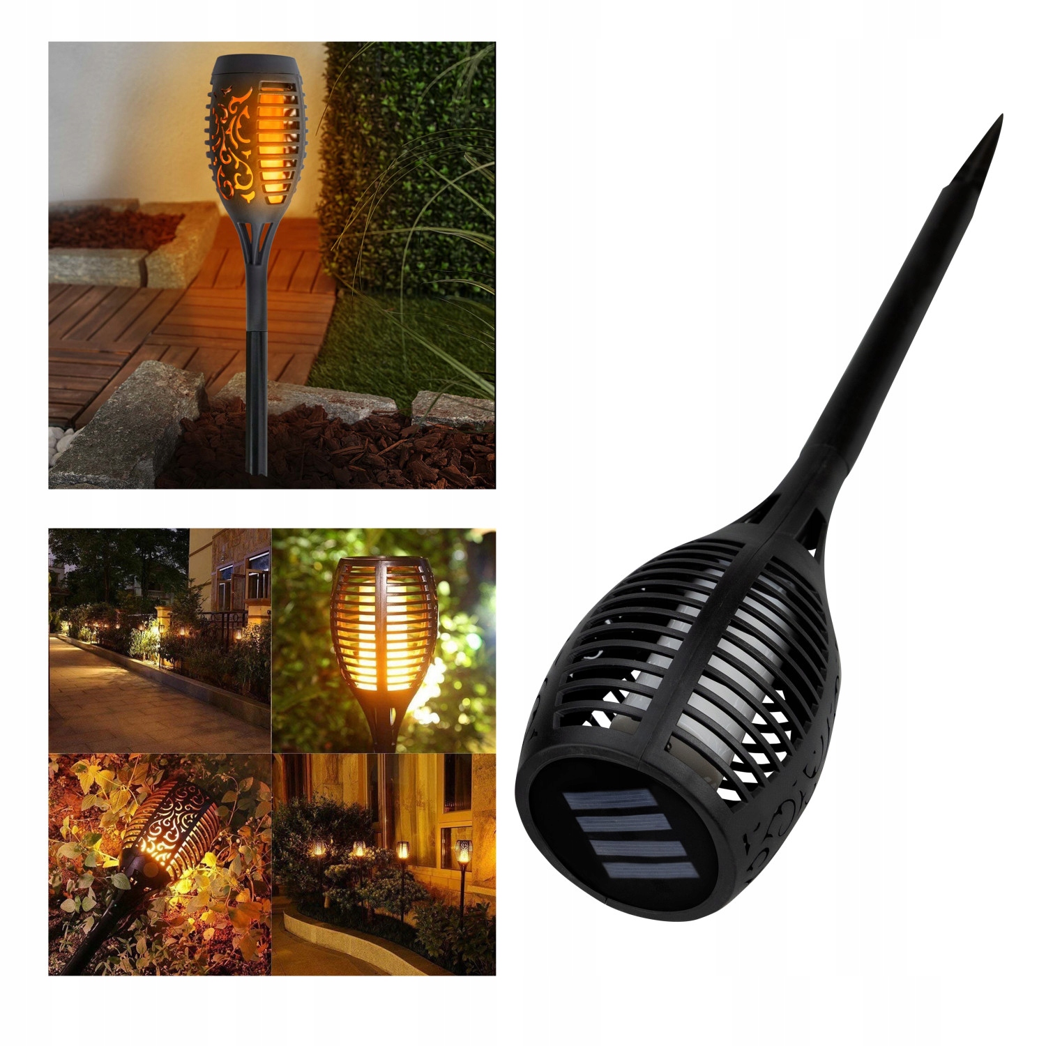 LAMPA LAMPKA SOLARNA WBIJANA OGRODOWA SOLAR POCHODNIA PŁOMIEŃ XL