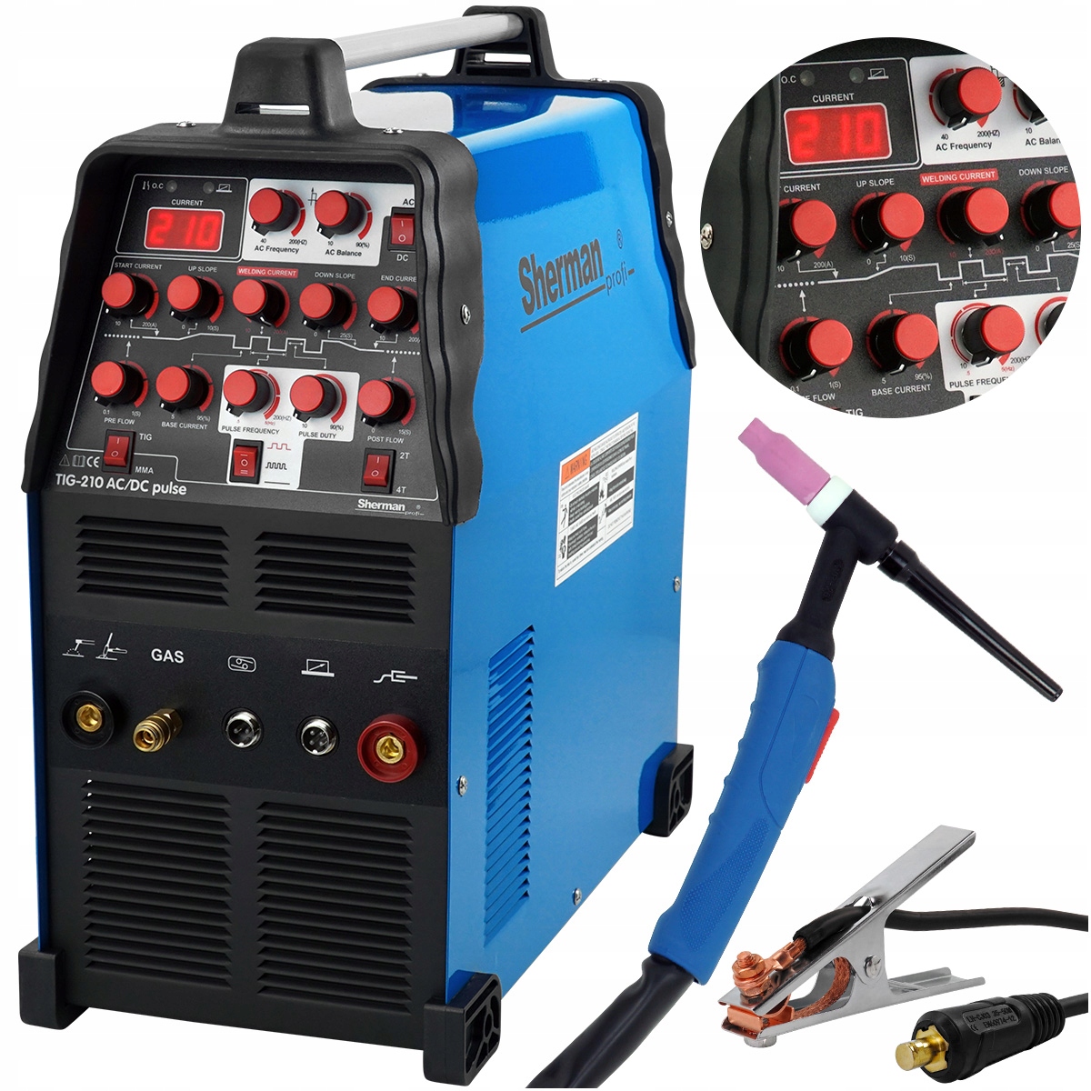 Spawarka inwertor Sherman TIG 210 AC/DC Puls MMA