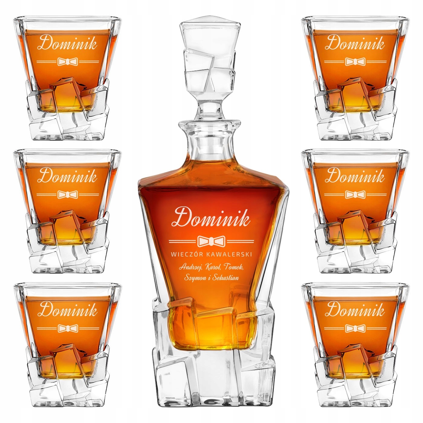 Karafa a 6 sklenic Sada na whisky s gravírováním Dárek Rozlučka se svobodou