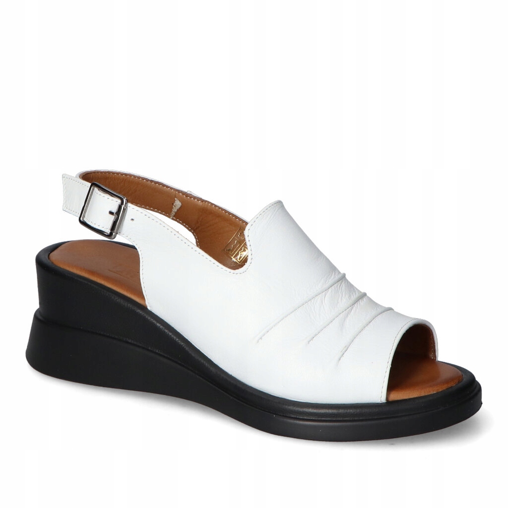 Dámské sandály na podpatku Artiker Bílé kožené 38