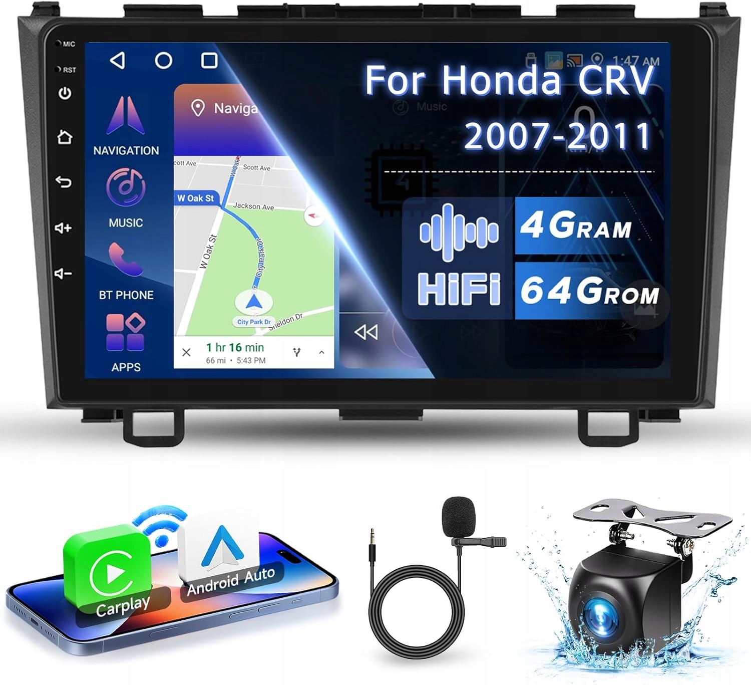 Autorádio pre Honda Crv 2007-2011 4+64G 9 Cali
