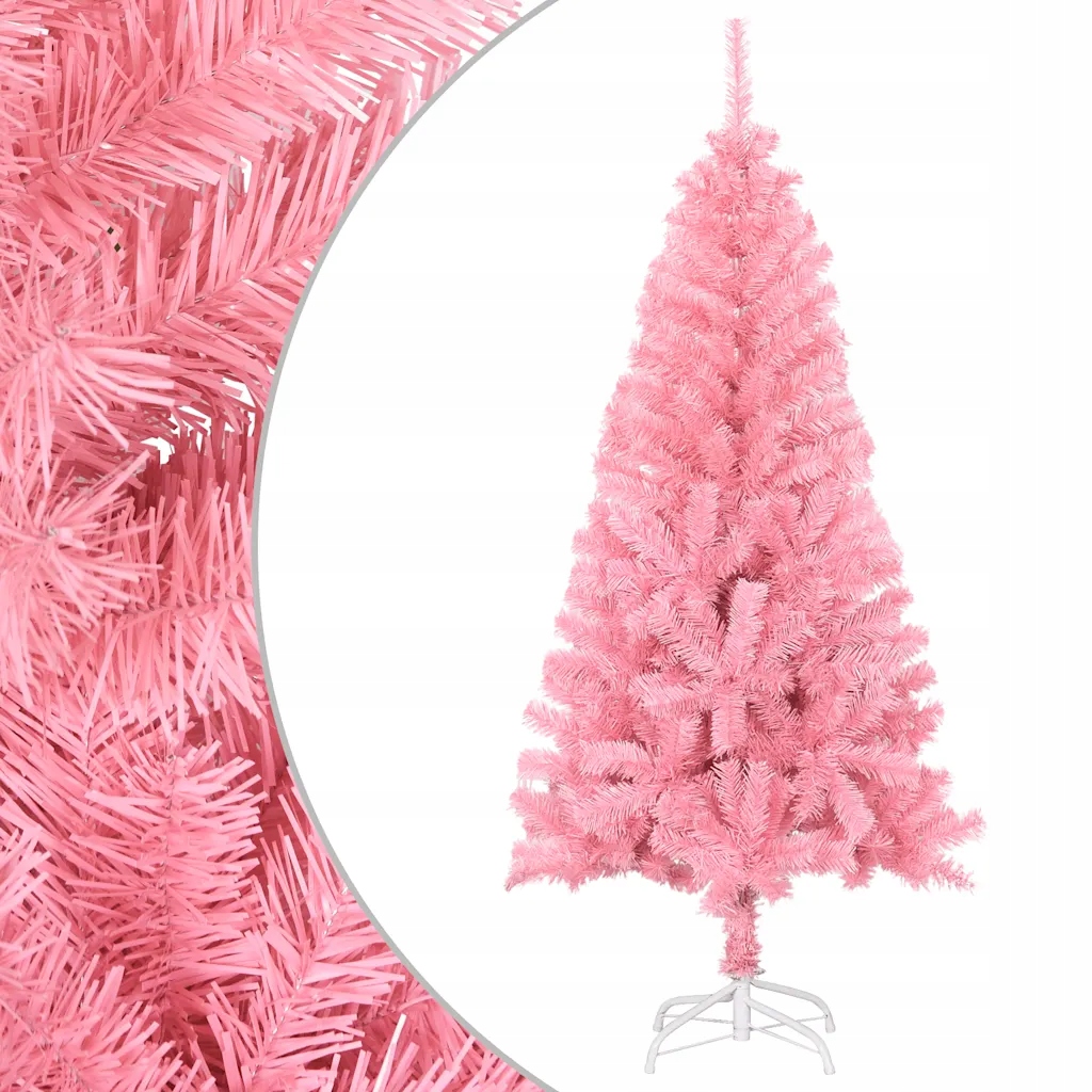 Růžový umělý vánoční stromek z Pvc s ocelovou základnou, 150 cm x 80 cm
