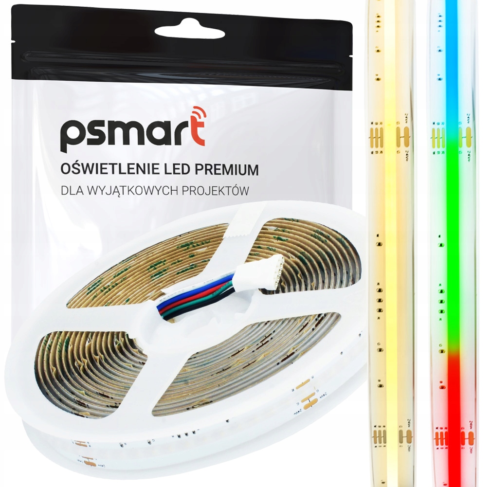 Psmart Taśma Pasek Neon Linia Led Cob 24V Rgbw 3000K IP20 12mm 784led/m 5m