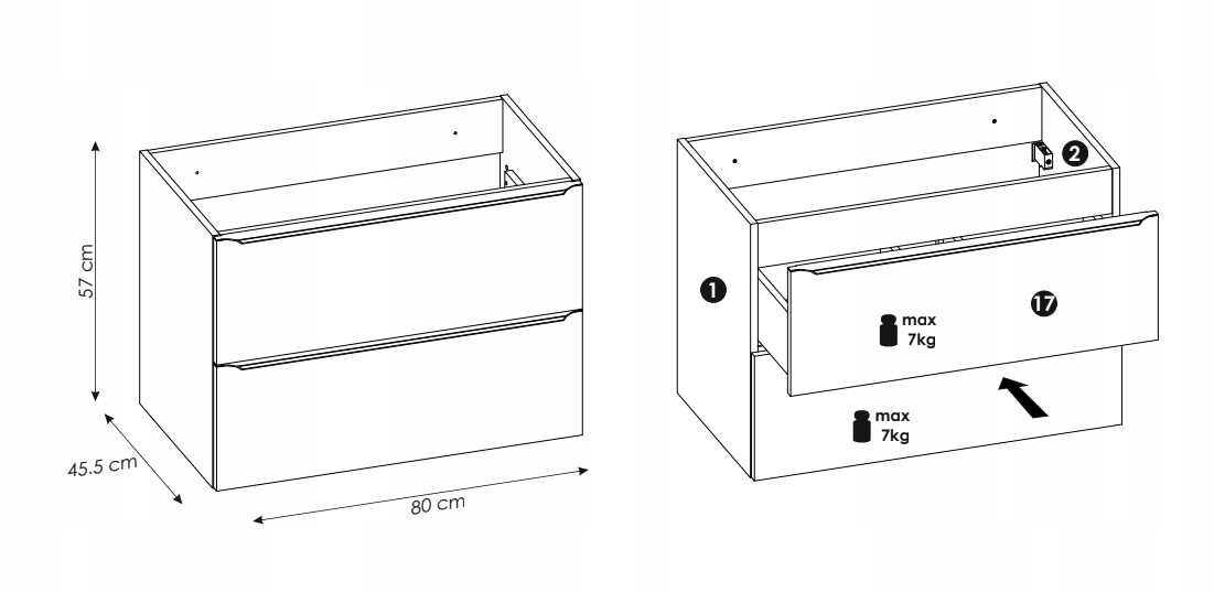 Wisząca szafka pod umywalkę 80 cm CAPRI OAK 821 Kolor mebla dąb craft złoty