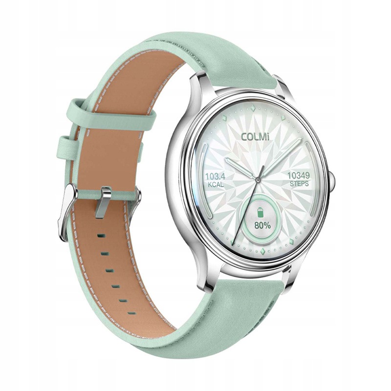 Smart Watch Colmi L28 (Ezüst-zöld zöld bőr szíj)