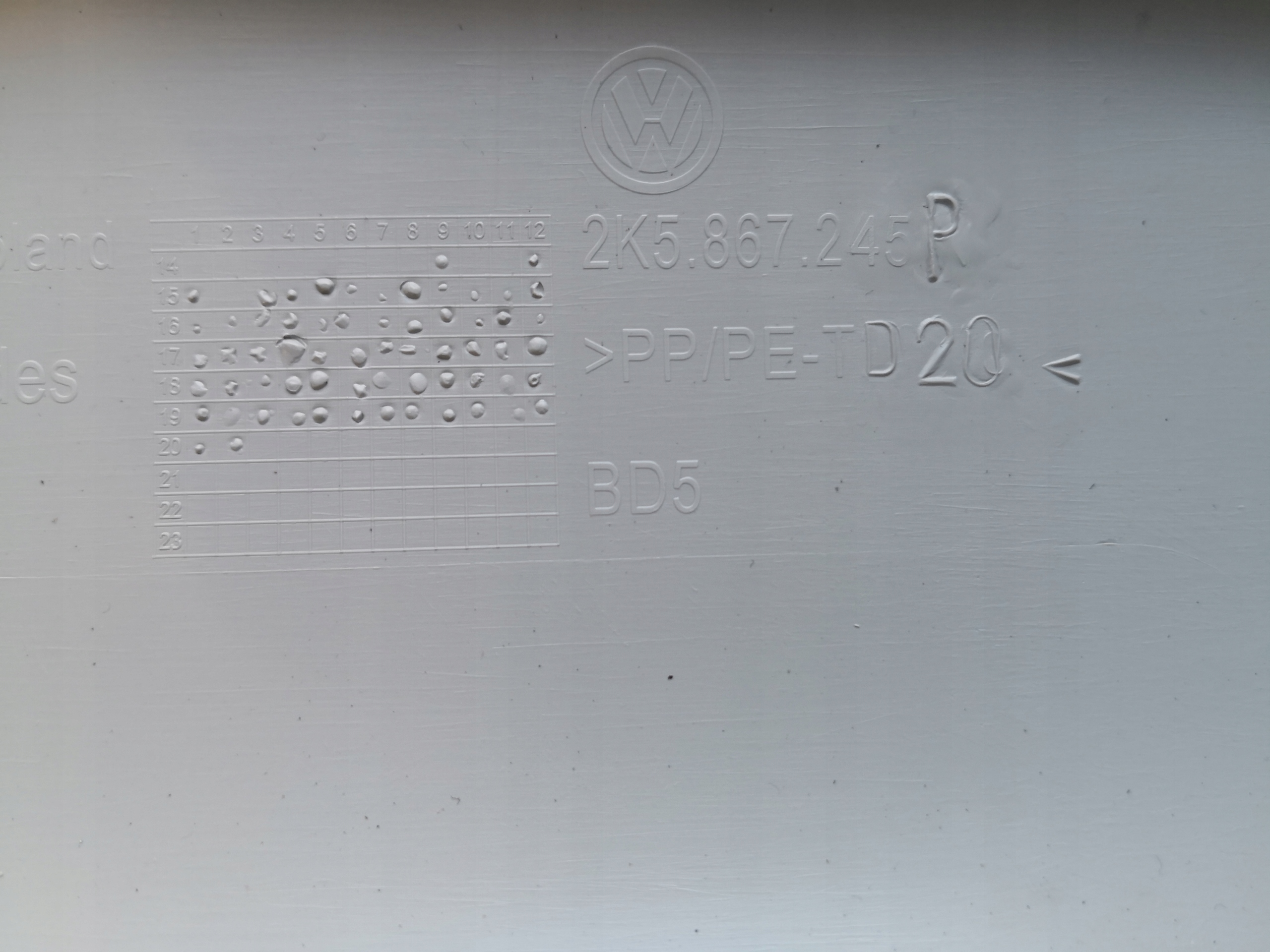 Blende Abdeckung SLUPKA links heck VW CADDY III 2K5867245P