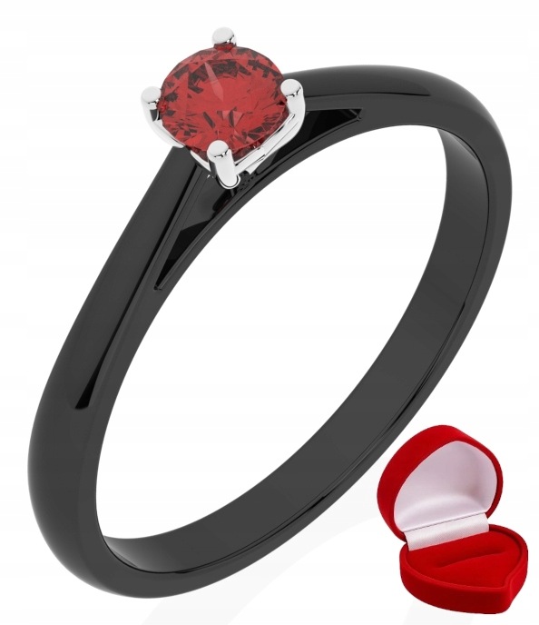 Zlatý Prstýnek 585 14k Rubín 0,24 ct Černé Zlato R14