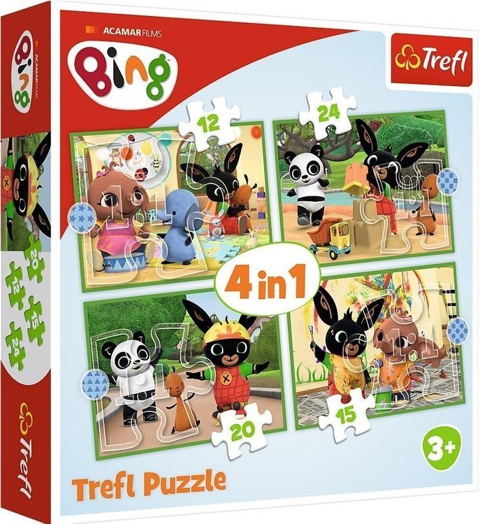 PUZZLE 4 W 1 BING WESOŁY DZIEŃ BINGA 4 układanki