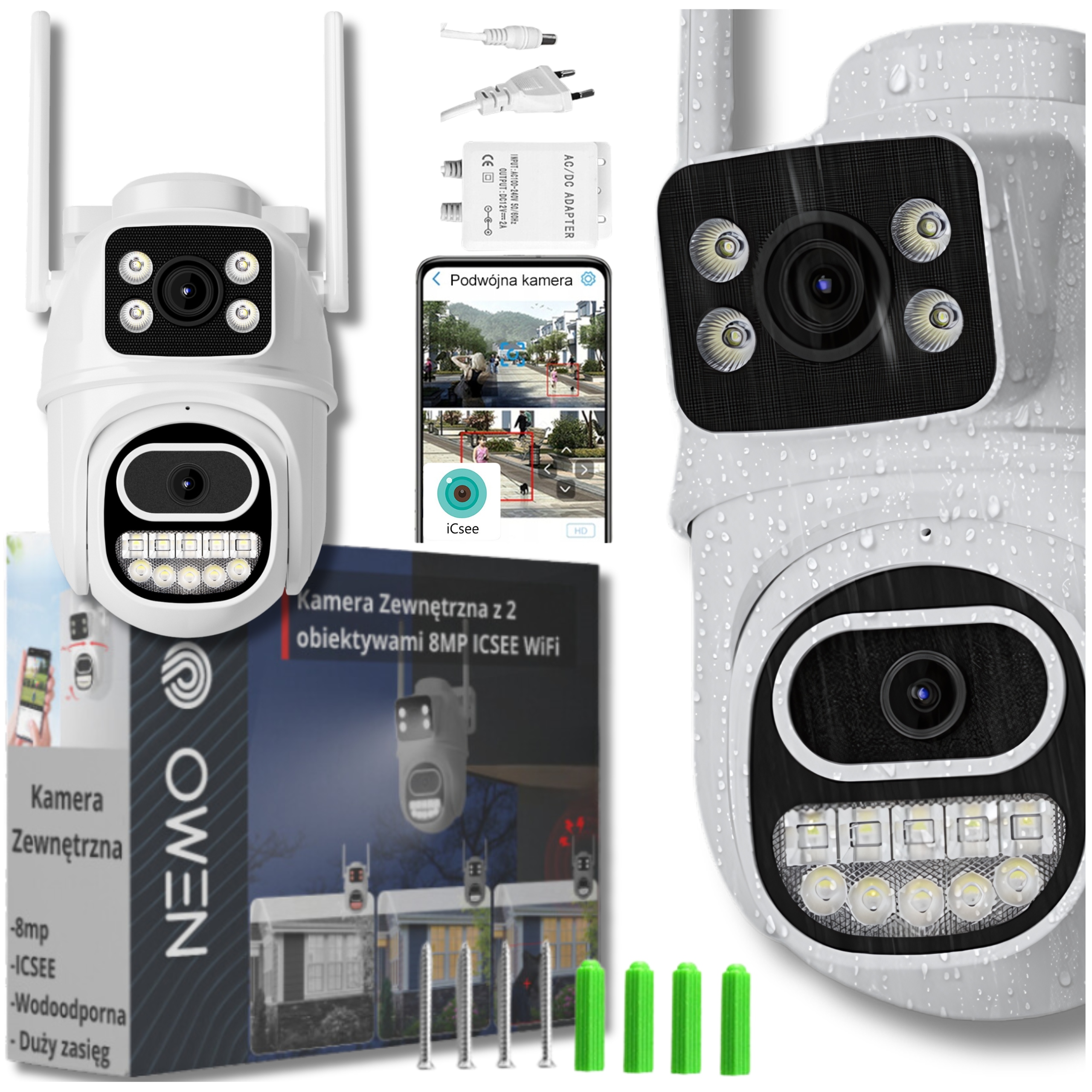 Venkovní Ip Kamera Otočná WiFi 2 Objektivy 8MP Sledování 270 stupňů Hd