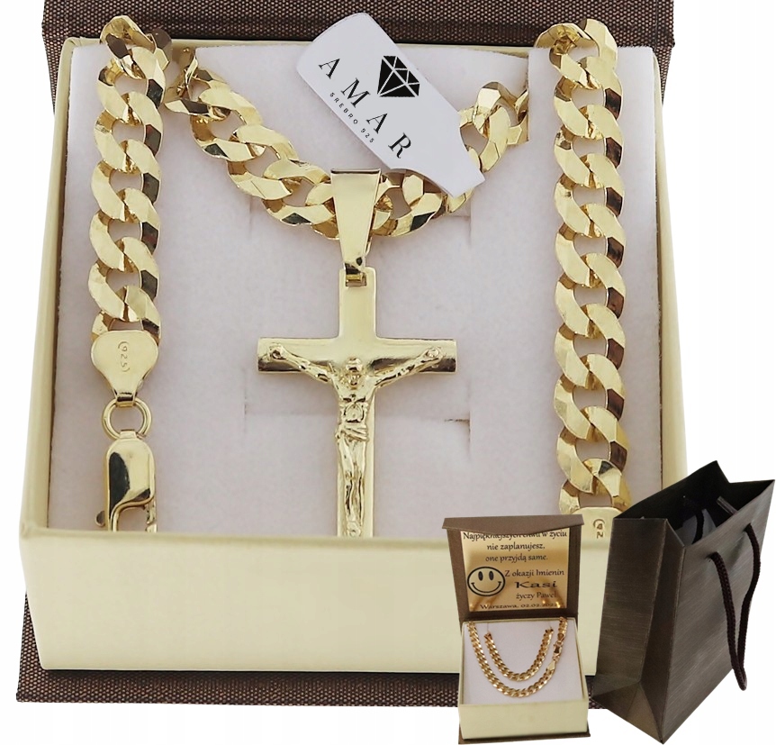 Zlatý Plný Řetízek Pánský Pancr S Křížkem Ryzost 925 585 Gravírování Bonus