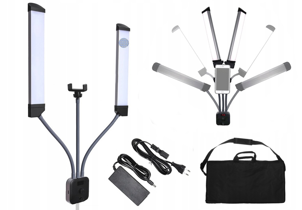 Gięta Podwójna Lampa Kosmetyczna Led 40W do Makijażu Rzęs Tatuażu