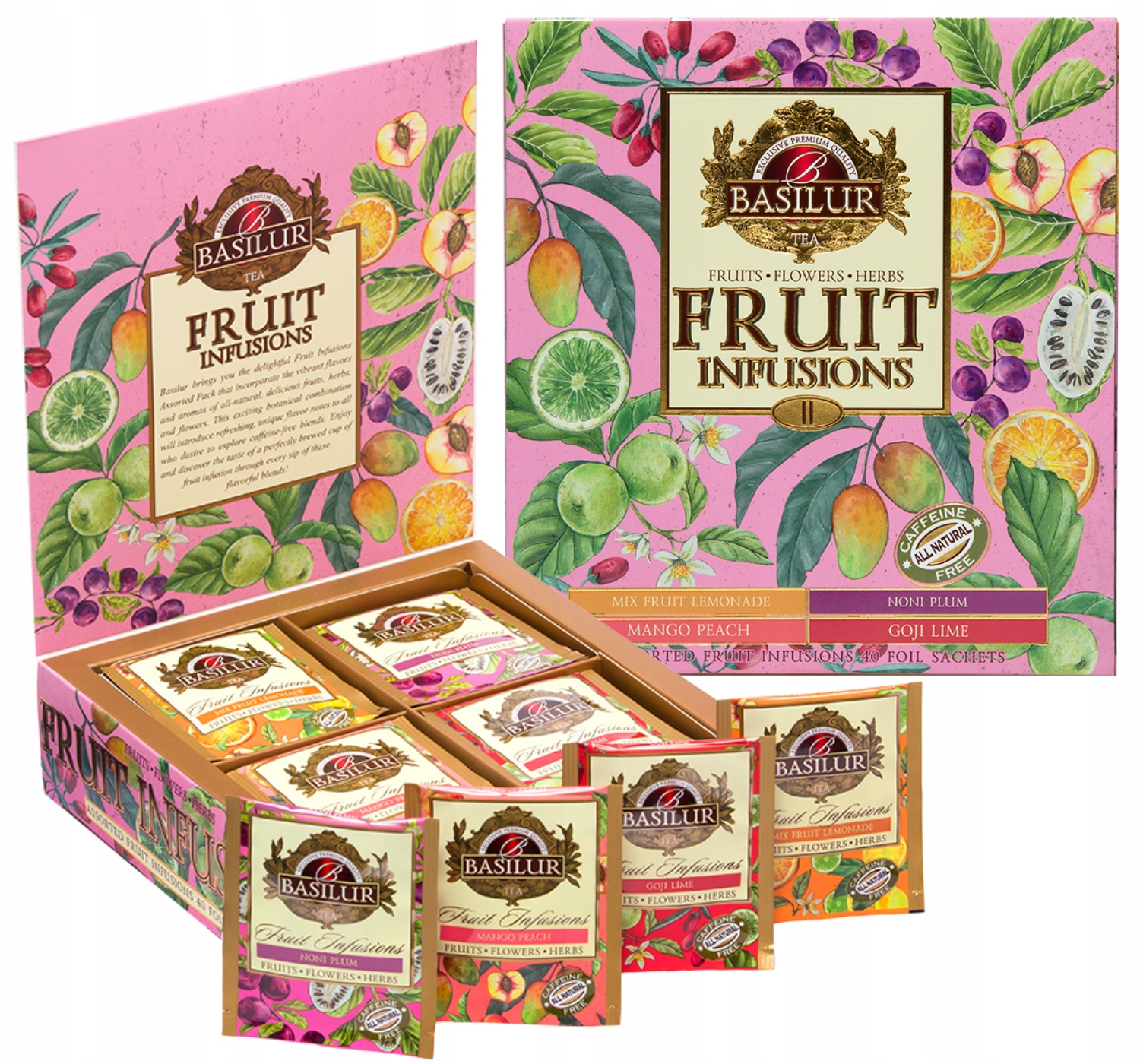 Basilur Fruit Infusions II sada ovocných čajů 4 Příchutě 40 sáčků