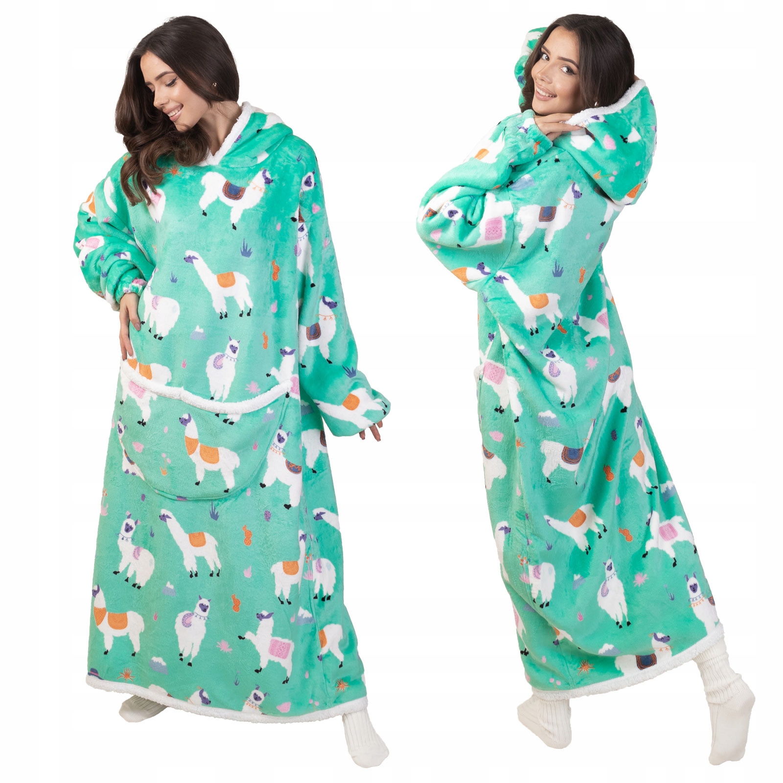 Kocobluza Koc Bluza Ciepła 2w1 Gruba XXL Futrzak Polar z kapturem Oversize