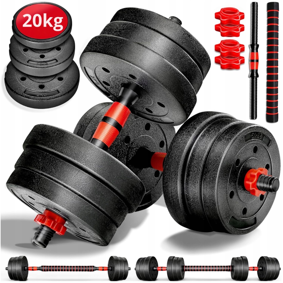 Hantle Regulowane Zestaw Hantle Do Ćwiczeń 2x10KG Sztanga Gryfy 2W1