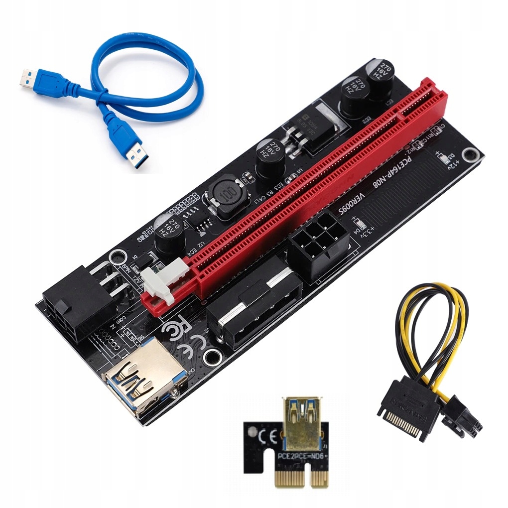Sada 12 Ks Riser 009S Gold Usb 3.0 Pci-e 1x-16x