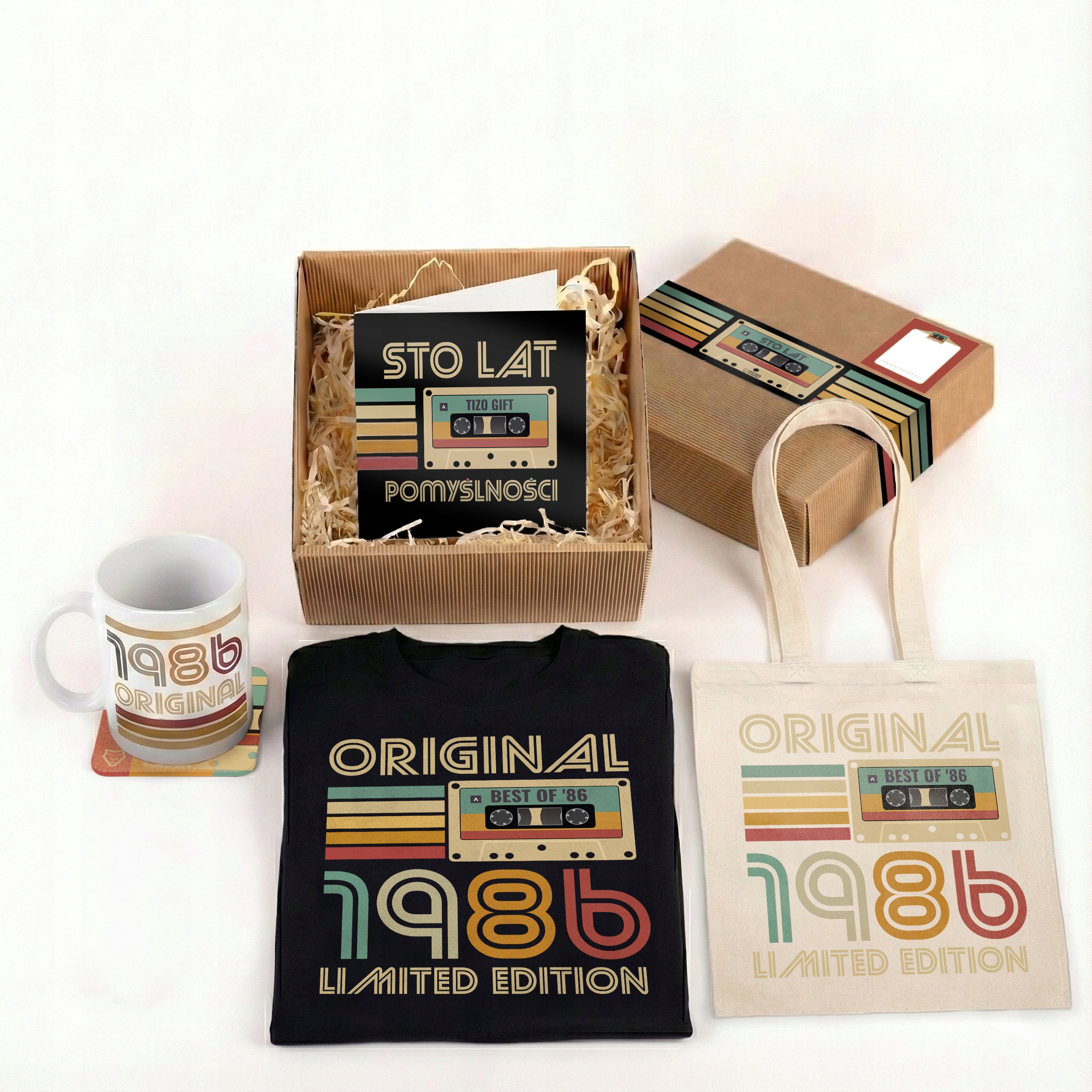 kaseta box prezentowy kubek koszulka torba podstawka kartka