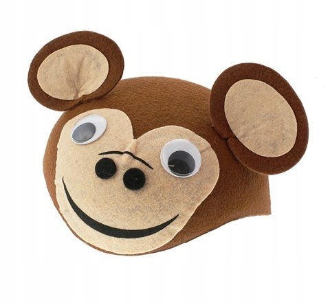 CZAPKA MAŁPKA RUCHOME USZY I OCZY STRÓJ MAŁPKI