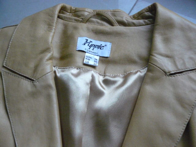 YUPPIE kurtka skóra naturalna PŁASZCZ 22 48 50 beż Kaptur bez kaptura